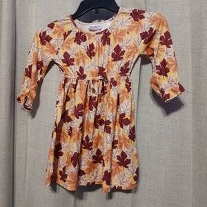 Blueberi Boulevard Autumn Leaf Pattern Dress Size 4T